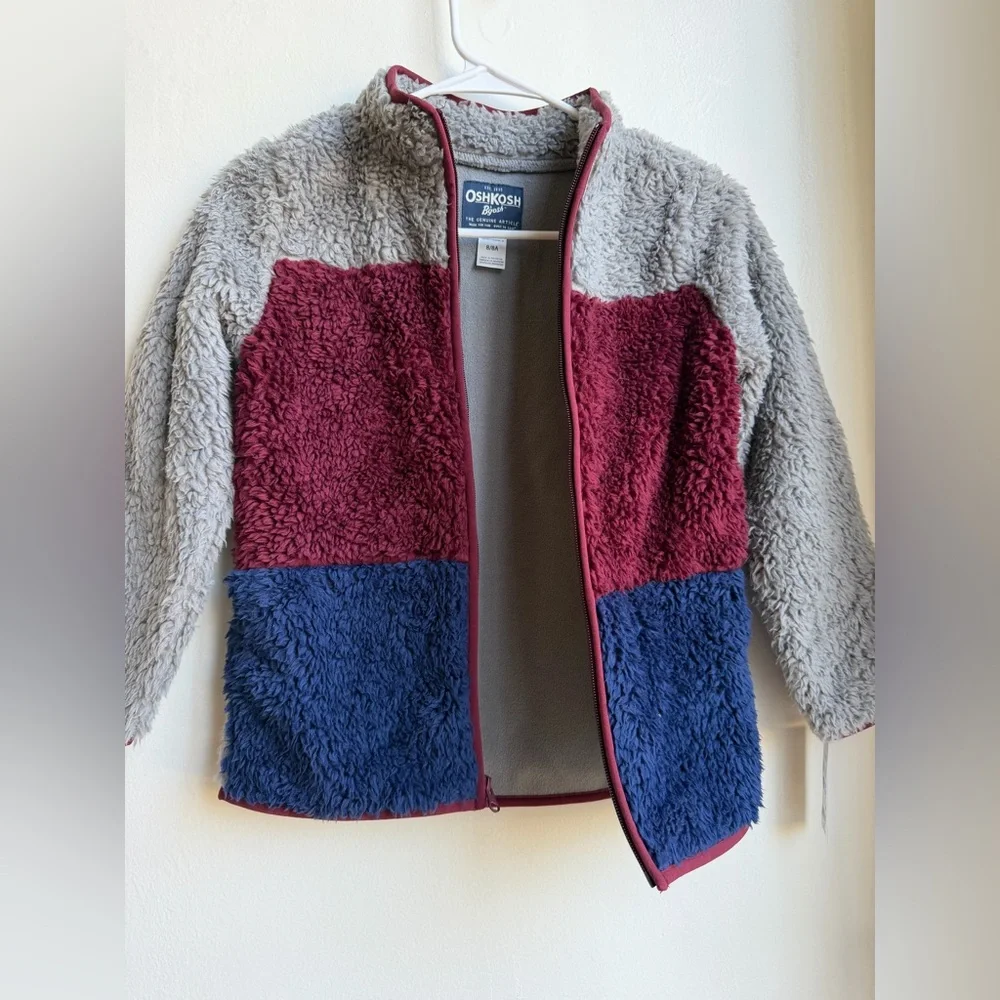 OshKosh B'gosh Kid Colorblock Fleece Knit Jacket -Boys Size 8 New with Tags